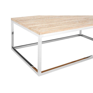 Hampstead Oak Wood and Silver Finish Coffee Table
