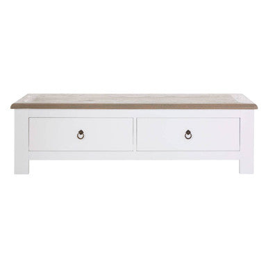 Hampstead White and Oak Wood 2 Drawer Coffee Table