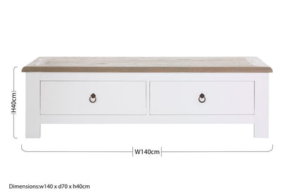 Hampstead White and Oak Wood 2 Drawer Coffee Table