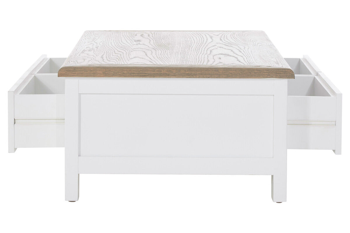 Hampstead White and Oak Wood 2 Drawer Coffee Table