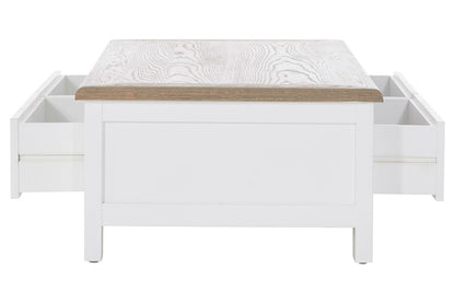 Hampstead White and Oak Wood 2 Drawer Coffee Table