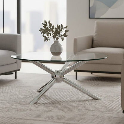 Novo Clear Glass and Silver Finish Coffee Table