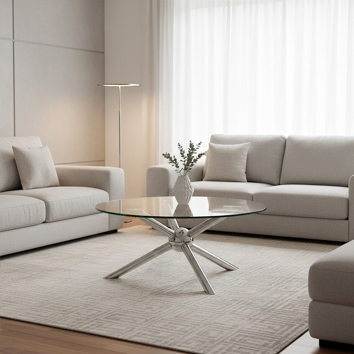 Novo Clear Glass and Silver Finish Coffee Table