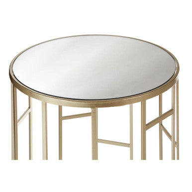 Avantis Champagne Finish Set of 2 Round Side Tables with Asymmetric Design