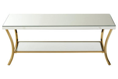 Kensington Townhouse Mirrored Coffee Table with Gold Finish Legs