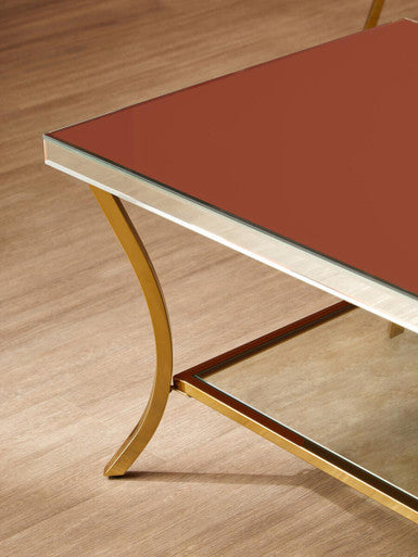 Kensington Townhouse Mirrored Coffee Table with Gold Finish Legs