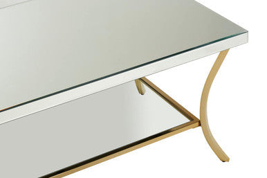 Kensington Townhouse Mirrored Coffee Table with Gold Finish Legs