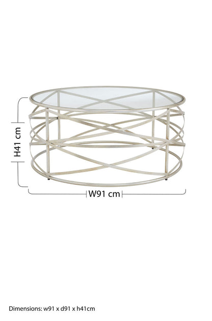 Rubia Clear Glass and Silver Finish Coffee Table