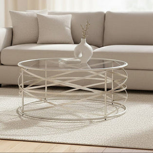Rubia Clear Glass and Silver Finish Coffee Table