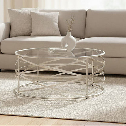 Rubia Clear Glass and Silver Finish Coffee Table