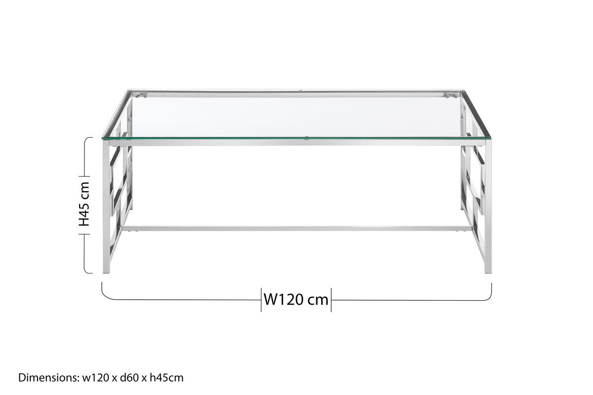 Allure Silver Finish Rectangular Coffee Table
