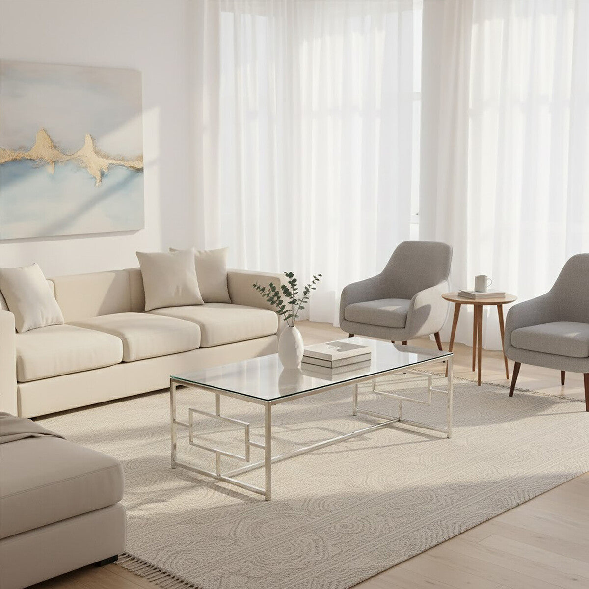 Allure Silver Finish Rectangular Coffee Table