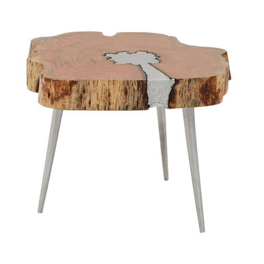 Almora Acacia Wood Log Coffee Table with Live Edge