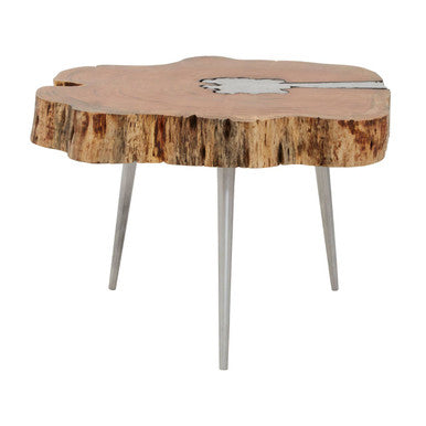 Almora Acacia Wood Log Coffee Table with Live Edge