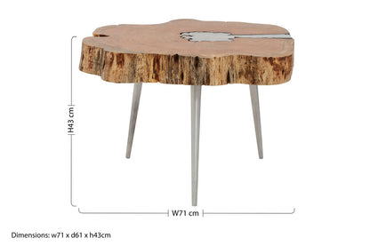 Almora Acacia Wood Log Coffee Table with Live Edge