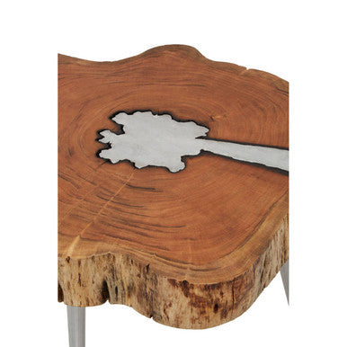 Almora Acacia Wood Log Coffee Table with Live Edge