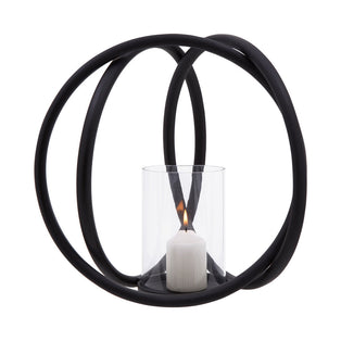 Medium Matte Black Finish Candle Holder