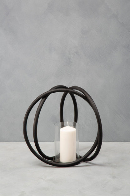Medium Matte Black Finish Candle Holder