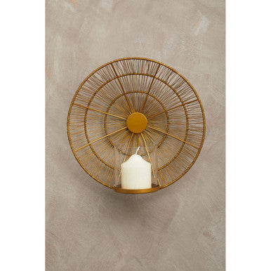 Gold Wire Wall Sconce Candle Holder