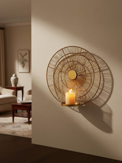 Gold Wire Wall Sconce Candle Holder