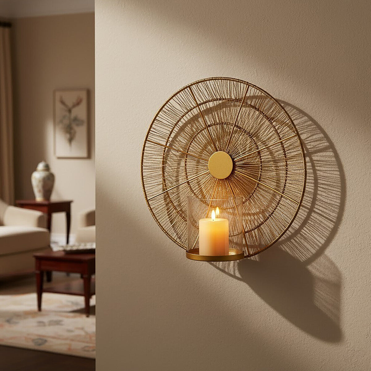 Gold Wire Wall Sconce Candle Holder