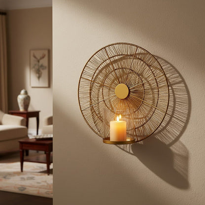 Gold Wire Wall Sconce Candle Holder