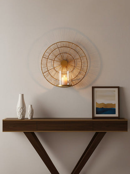 Gold Wire Wall Sconce Candle Holder