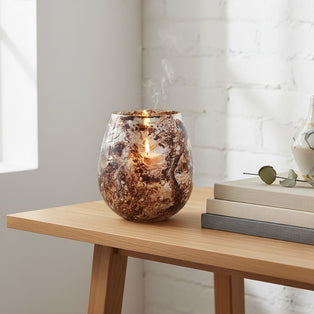 Brown Marble Effect Candle Holder - Large