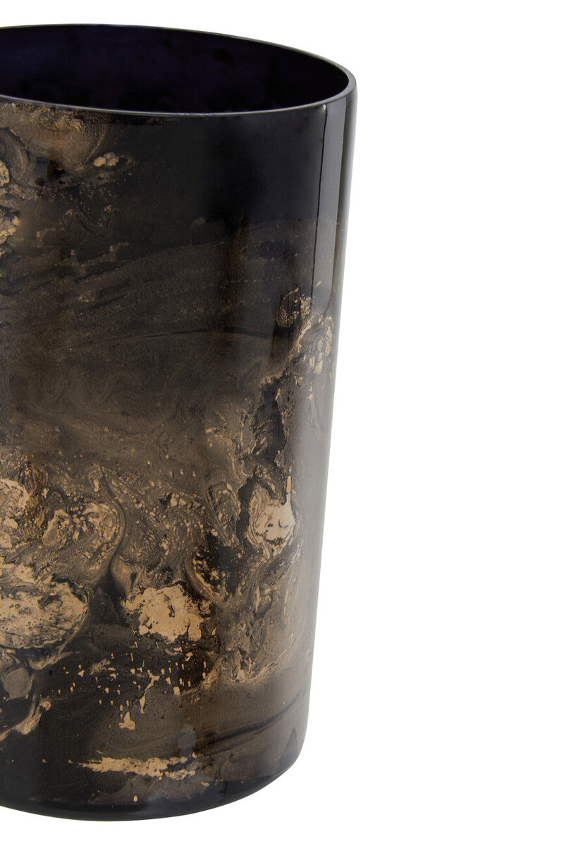 Black and Gold Marble Effect Large Candle Holder