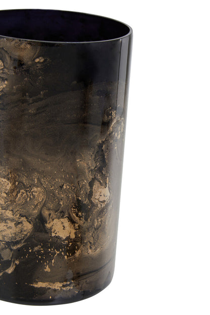 Black and Gold Marble Effect Large Candle Holder