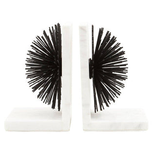 Set of Two Black Finish Starburst Bookends