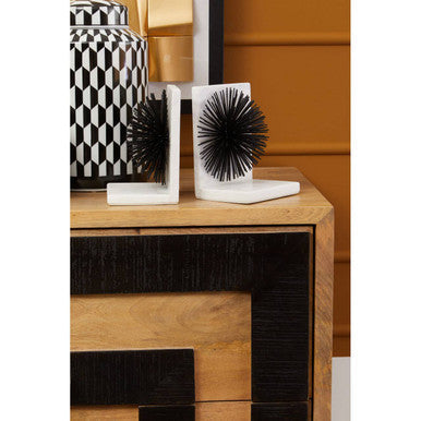 Set of Two Black Finish Starburst Bookends