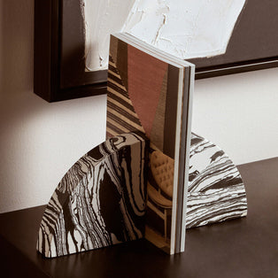 Black and White Marble Set of Two Bookends