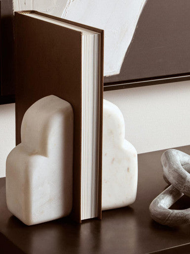 White Marble Set of Two Bookends