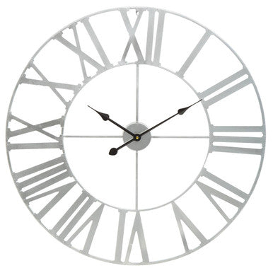 Dia Silver Metal Wall Clock - 80cm
