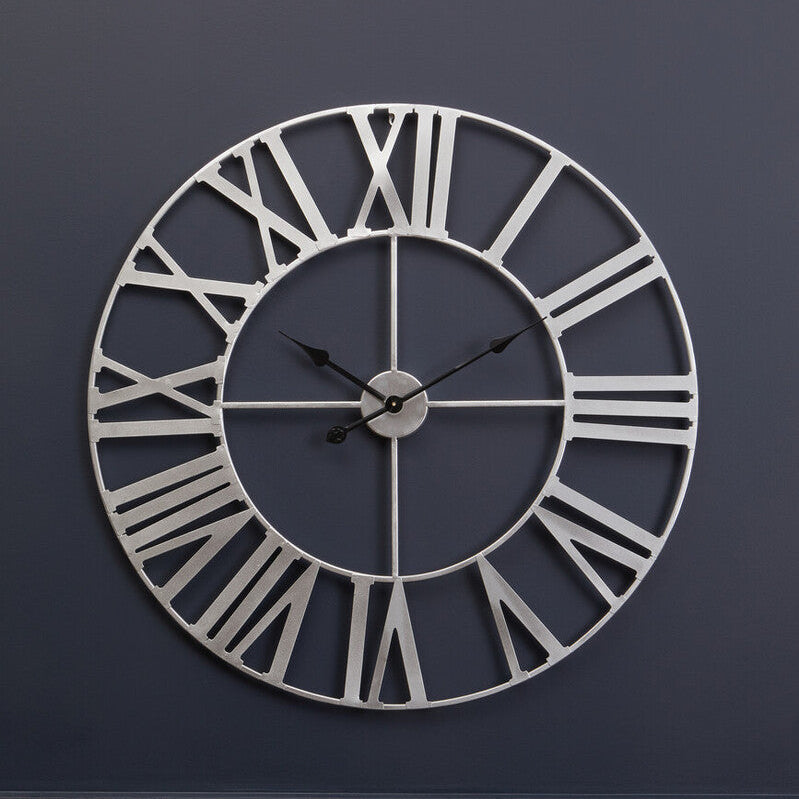 Dia Silver Metal Wall Clock - 80cm