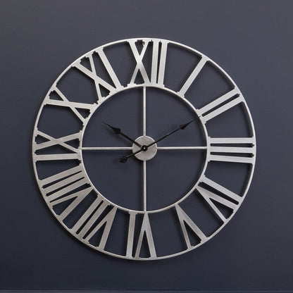 Dia Silver Metal Wall Clock - 80cm