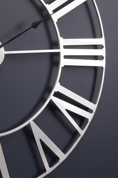 Dia Silver Metal Wall Clock - 80cm