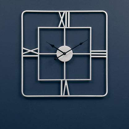 Large Silver Finish Square Wall Clock
