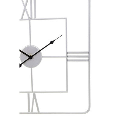 Large Silver Finish Square Wall Clock