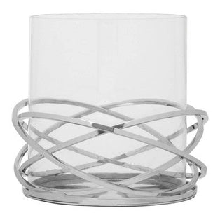 Twist Silver Finish Candle Holder - Large
