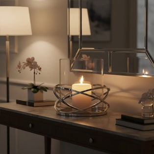 Twist Silver Finish Candle Holder - Large