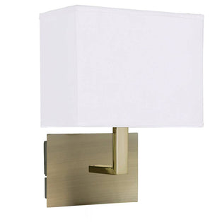 Antique Brass Wall Light with White Shade