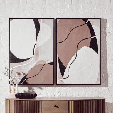 Set of 2 Abstract Earthy Tones Canvas Wall Art | Astratto