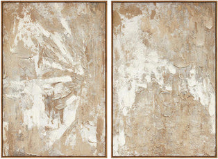 Set of 2 Neutral Tones Textured Wall Art