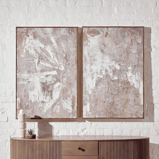 Set of 2 Neutral Tones Textured Wall Art