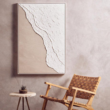 Canvas Natural and White Textured Plaster Wall Art | Astratto