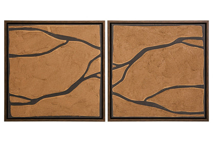 Set of 2 Brown and Black Textured Wall Art | Astratto