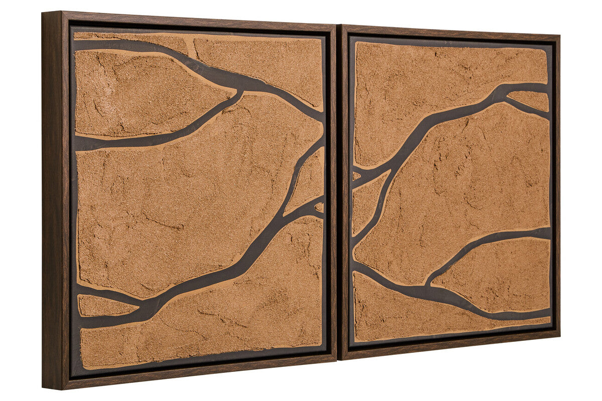 Set of 2 Brown and Black Textured Wall Art | Astratto
