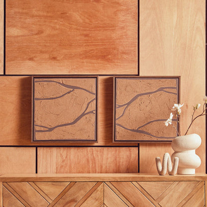 Set of 2 Brown and Black Textured Wall Art | Astratto